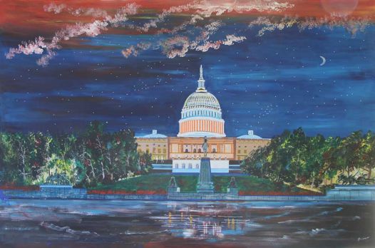 The Capitol U.S Congress 120x80cm Peint à la main