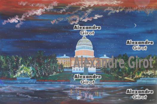 The Capitol U.S Congress 120x80cm Peint à la main