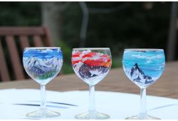 Verre peint décoré Mont Blanc - Vaisselle
